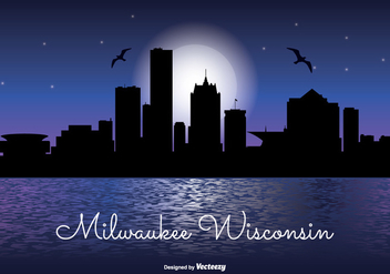 Milwaukee Night Skyline - vector gratuit #333377 