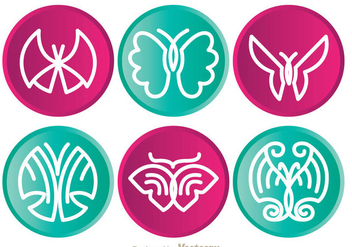 Butterfly Circle Icons - бесплатный vector #335377
