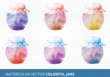Watercolor Vector Jars - vector gratuit #335467 