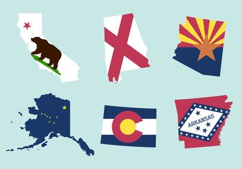 Vector Set of State Maps and Flags - vector #336577 gratis