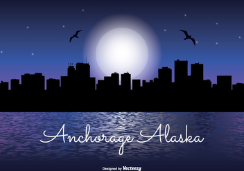 Anchorage Alaska Night Skyline - Kostenloses vector #337097