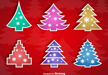 Christmas tree stickers - Free vector #337187
