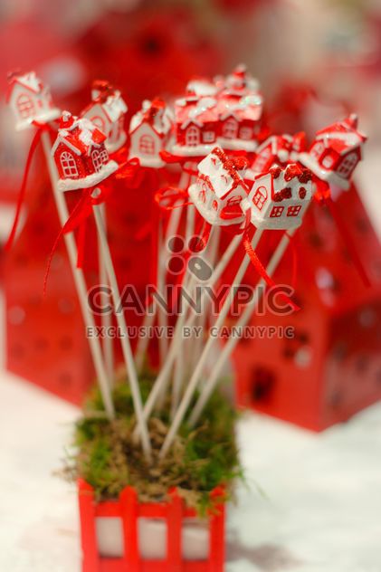 Close up of red Christmas decoration sticks - image #341457 gratis