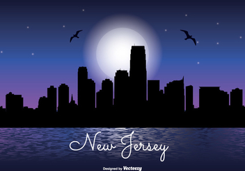 New Jersey Night Skyline Illustration - Free vector #341777