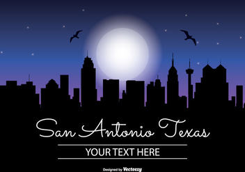 San Antonio Texas Night Skyline Illustration - бесплатный vector #343097