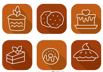 Cake Long Shadow Icons - vector gratuit #343107 