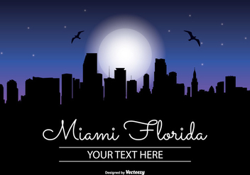 Miami Night Skyline Illustration - vector gratuit #343347 