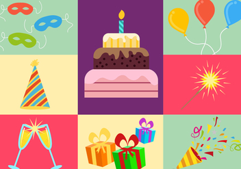Party Elements Illustration Icons Vector - Free vector #343457