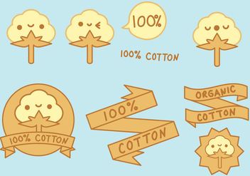 Cute Cotton Plant Organic Label Vector - vector gratuit #344847 