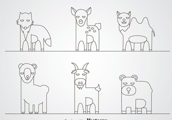 Animals Thin Outline Icons - vector gratuit #344877 