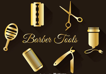 Golden Barber Tools Set - vector gratuit #346657 