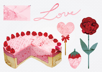 Vector Watercolor Valentine's Day Elements - Free vector #349947