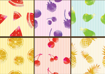 Watercolor Fruit Patterns - Free vector #350117