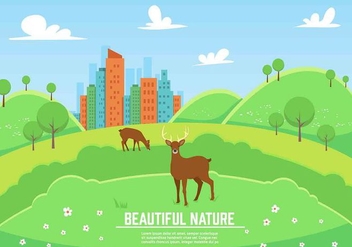 Free Vector Landscape With Deers - vector gratuit #350417 
