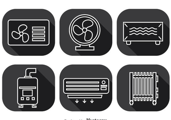Hvac System Long Shadow Icons Vector - Free vector #351957