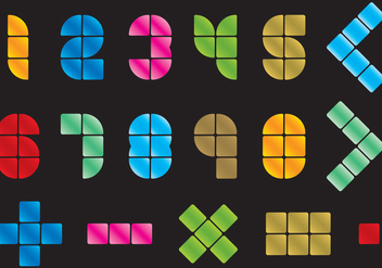 Mosaic Numbers And Symbols - Free vector #352237