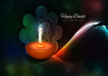 Oil Lamp And Rangoli On Wave Background - vector gratuit #354527 
