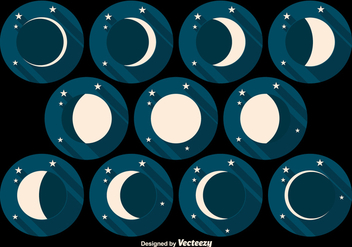 Moon Phases Flat Vector Icons - бесплатный vector #356107