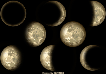 Realistic Moon Cycles Vector Elements - vector gratuit #356117 