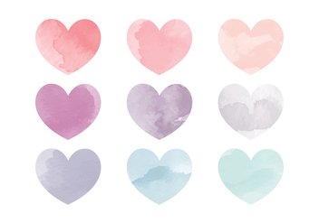 Vector Watercolor Hearts - vector gratuit #356197 