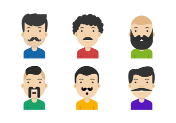 Movember Mustached Face Vectors - Free vector #357257