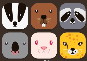Animal Face Colorful Icons Vector - vector #361317 gratis