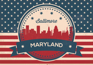 Retro Baltimore Maryland Skyline Illustration - vector gratuit #362067 