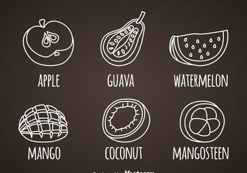 Fruits White Line Icons - Free vector #362197