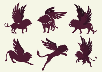 Winged Lion Silhouette Vector - vector #363067 gratis