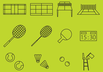 Racket Sport Line Icons - Free vector #367277