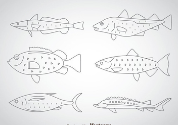 Fish Thin Outline Icons - бесплатный vector #367637