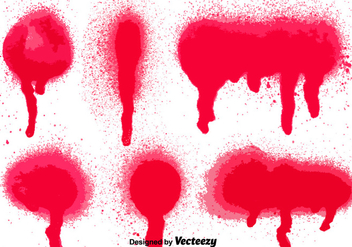 Set Of 6 Red Spray Paint Splatters - vector gratuit #367807 