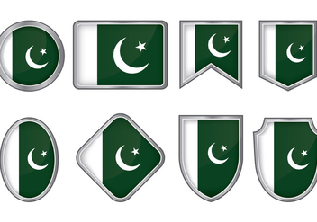 Pakistan Flag Badge Vectors - Kostenloses vector #369257