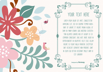 Cute Floral Text Template - vector gratuit #369817 