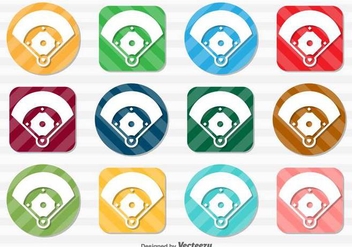 Vector Set Of Baseball Field Icon Buttons - Free vector #370917