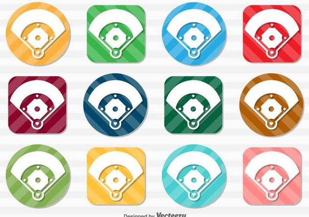 Vector Set Of Baseball Field Icon Buttons - vector gratuit #370917 
