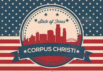 Corpus Christi Retro Skyline Illsutration - vector gratuit #371367 