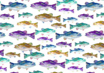 Free Vector Watercolor Bass Fish Background - Free vector #375107