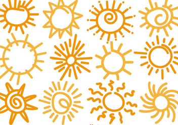 Set Of 12 Hand Drawn Suns Vector Elements - Kostenloses vector #375467
