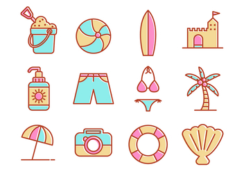 Free Beach Line Icons Vector - Free vector #376337