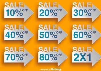 Arrow Shaped Labels With Discounts - Vector Elements - Free vector #378867