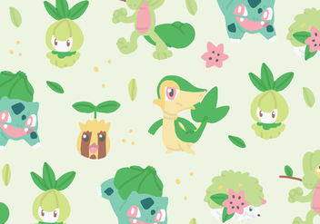 Grass Type Pokemon Pattern - vector gratuit #380107 