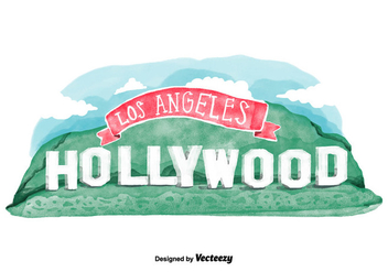 Free Hollywood Sign Watercolor Vector - Kostenloses vector #380637