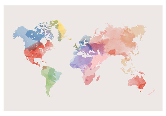 Watercolor World Map Vector - Kostenloses vector #384017