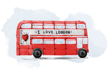 Free London Bus Watercolor Vector - Kostenloses vector #385457