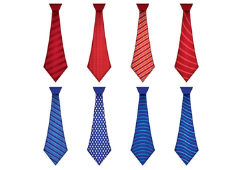 Set Of Blue and Red Tie Cravat Vector - Free vector #388347