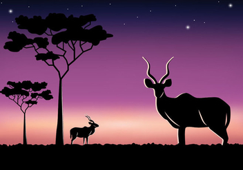 Savannah Kudu at Night - Free vector #389287