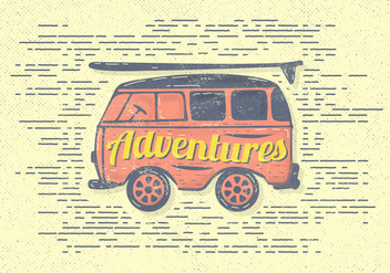 Free Vintage Adventures Van Vector Illustration - vector gratuit #393817 