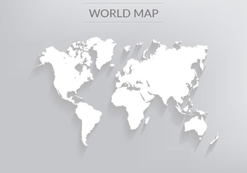 Free Vector World Map With Shadows - Free vector #394117