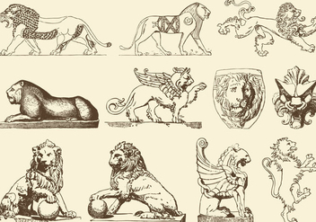 Ancient Art Lions - бесплатный vector #395327